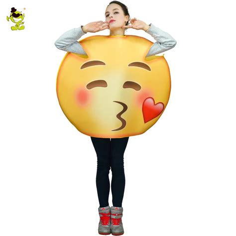 Women Emoji Kiss Costumes Jumpsuit Cartoon Cosplay Emoji Mascot Costumes For Adults Performance