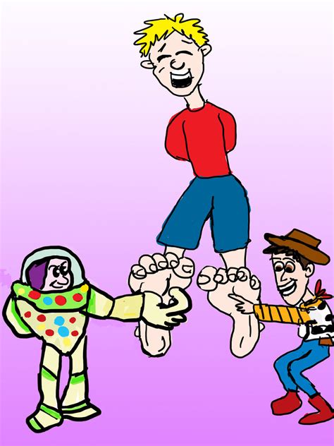 Andy Tickled By Woody And Buzz By Rajee On Deviantart