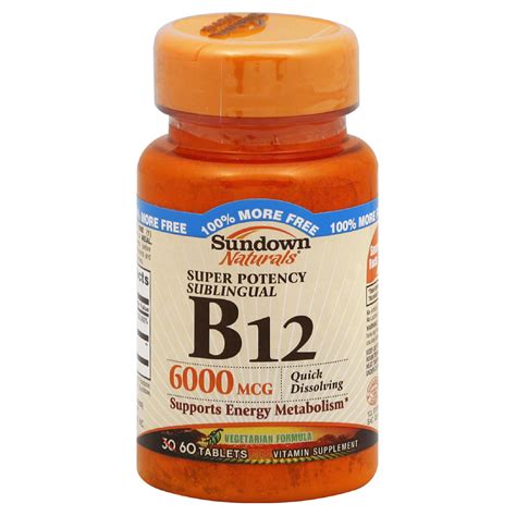 Sundown Vitamin B12 High Potency 1000 Mcg Tablets 60 Tablets
