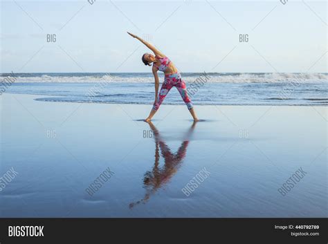 Beach Yoga Slim Woman Image And Photo Free Trial Bigstock