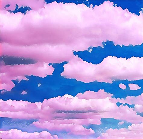 pink clouds in a blue sky digital art by endomentalartistry pixels