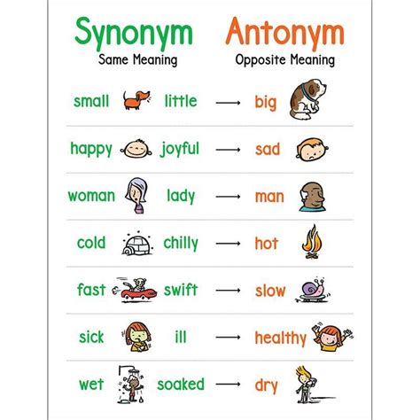 Anchor Chart Synonym And Antonym Sinónimos Y Antónimos Ingles Basico