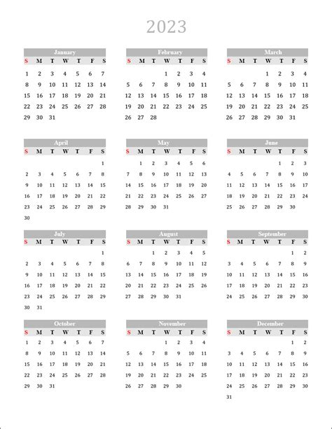 2023 Blank Yearly Calendar Template Free Printable Templates 2023