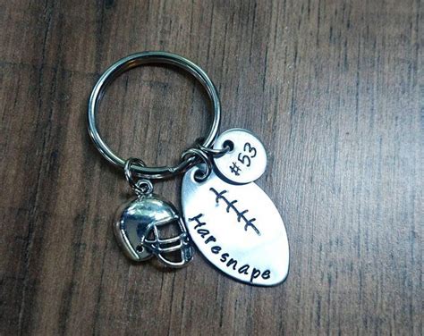 Hand Stamped Personalized Football Keychain Football Team Etsy