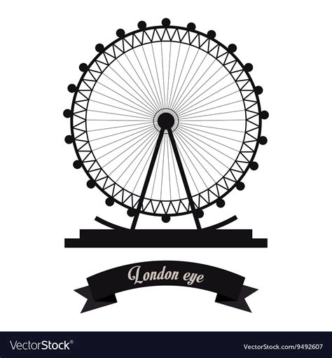 London Eye Icon United Kingdom Design Royalty Free Vector