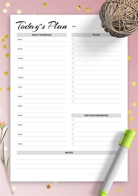 Time Management Hourly Daily Planner Template