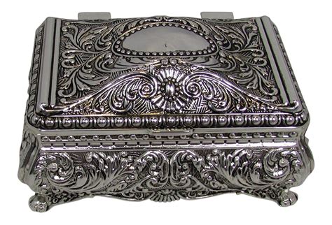 Vintage Intricate Silver Design Small Jewelry Box Silver Jewelry