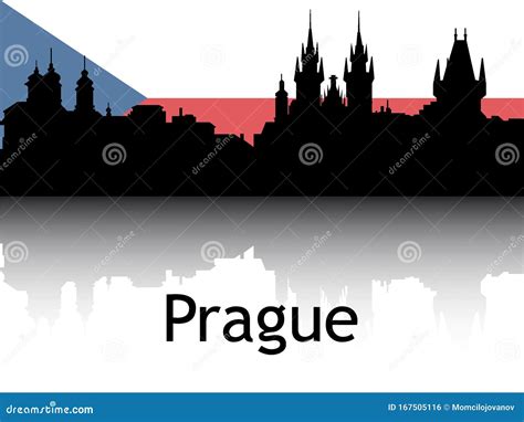 Cityscape Panorama Silhouette Of Prague Czechia Stock Vector