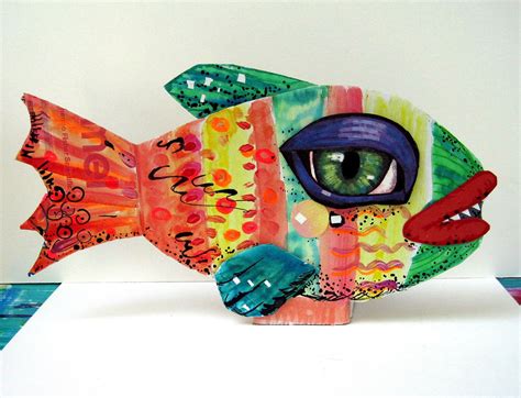 Cardboard Fish Fish Art Kids Art Projects Cardboard Art