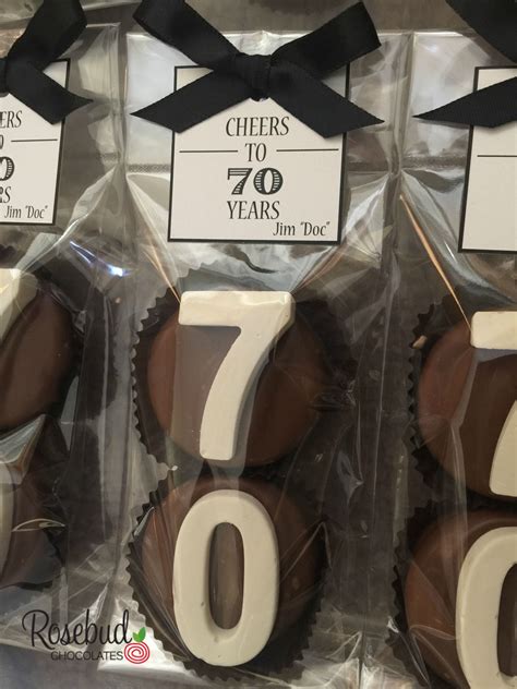 Cheers To 70 Years Custom Favor Tag Milk Chocolate Double Oreo