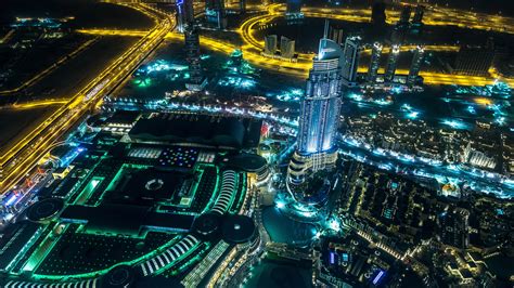 Emiratos Árabes Unidos Dubai Ciudad Noche Carretera Rascacielos