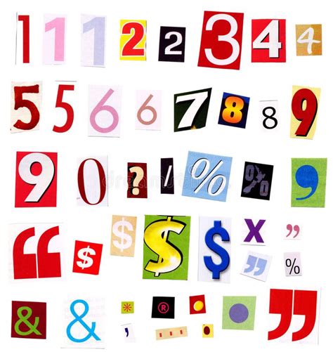 Numbers Magazine Cutouts Stock Photos Magazine Collage Lettering