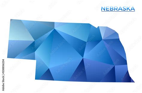 Vector Polygonal Nebraska Map Vibrant Geometric Us State In Low Poly