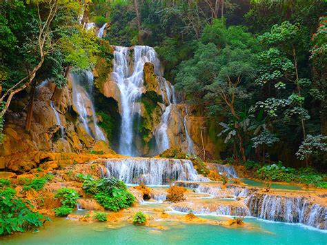 kuang  falls  tat kuang  waterfalls  laos crag