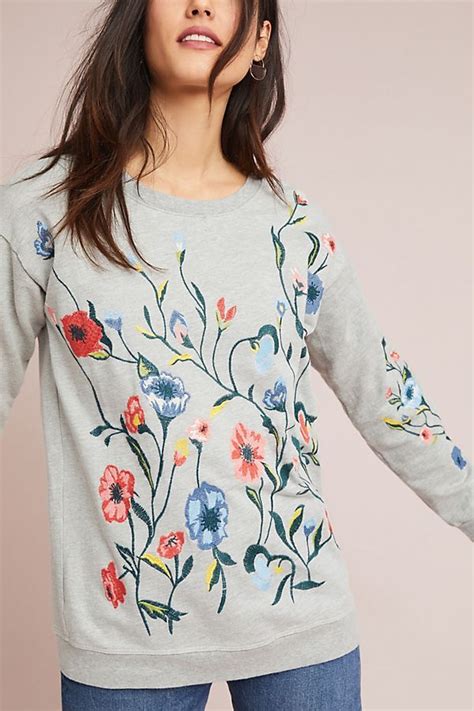 Sundry Embroidered Sweatshirt Embroidered Sweatshirts Anthro Style