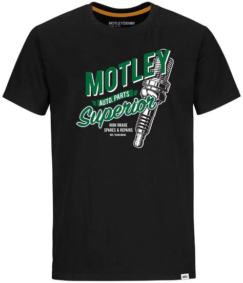 T Shirt I Store Størrelser Motley Denim Derry T Shirt Green On Black