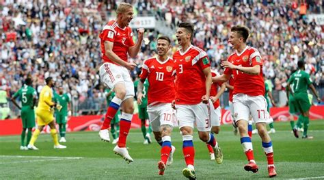 fifa world cup 2018 denis cheryshev scores twice as russia thrash saudi arabia 5 0 in opening