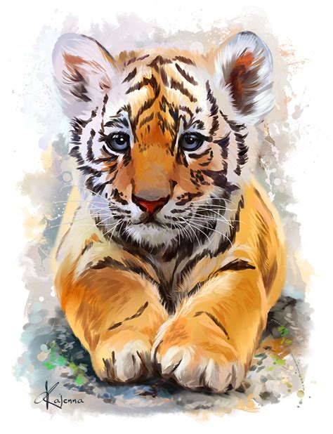 Little Tiger By Kajenna On Deviantart Watercolor Tiger Animal