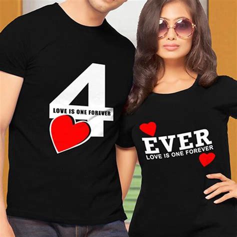 Unisex Couple Matching T Shirt Love Is One Forever 4 Ever Tee Shirt