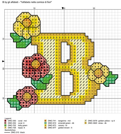 yellow alphabet crowned with flowers cross stitch patterns alfabeto nella cornice di fiori b