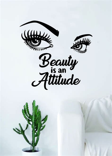 Beauty Is An Attitude Girl Eyes Quote Beautiful Design Decal Sticker