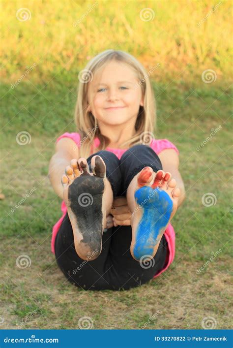 Painted Soles Of A Little Kid Girl Stock Photo Image 33270822