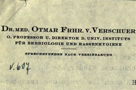 Nazi Scientist Otmar Von Verschuers Correspondence With British