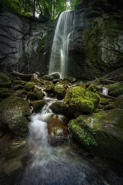 1369489 Finstersee Switzerland Waterfalls Stones Crag Moss Rare
