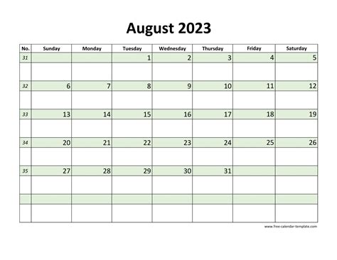 August 2023 Calendar Templates For Word Excel And Pdf Gambaran