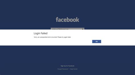 Unable To Login To Facebook Error Login Failed Microsoft Community