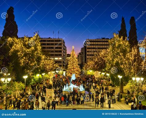 Christmas Tree In Syntagma Square Athens Greece Editorial Photography