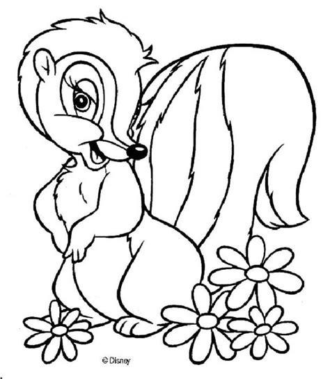A deer living in a forest, he is best friends with thumper (a rabbit) and flower (a skunk). Flower 6 coloring pages - Hellokids.com
