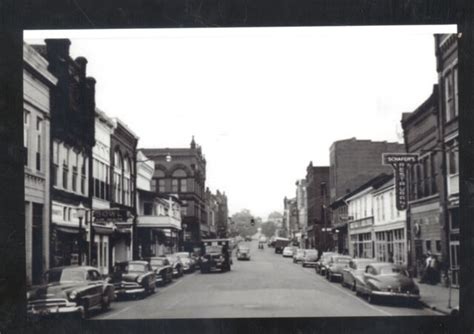 Real Photo Barnesville Ohio Downtown Street Scene Old Cars Postcard