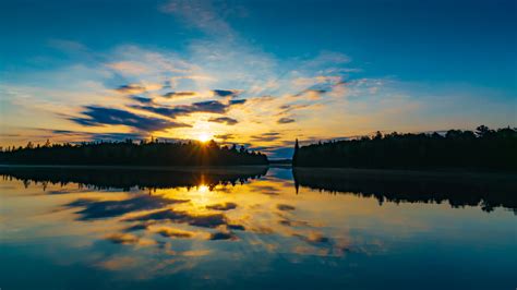 Sunset Over The Lake With Sky And Clouds Image Free Stock Photo