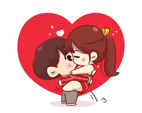 Couple Kissing Happy Valentine Cartoon Character Illustration 1936488