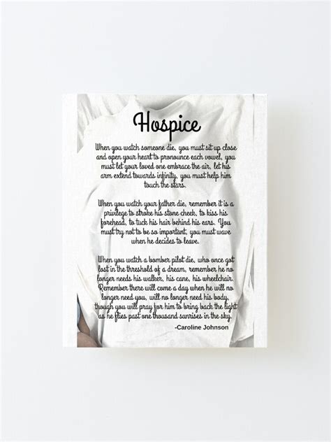 Hospice Poem By Caroline Johnson Mounted Print For Sale By