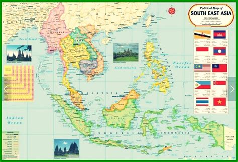 Saat ini terdapat 11 negara di asia tenggara, termasuk indonesia, malaysia, singapura, dan thailand. Peta Asia Tenggara Lengkap Dengan Nama Negara dan ...