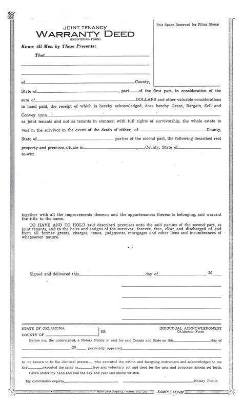 Joint Tenancy Warranty Deed Oklahoma Edit Fill Sign Online Handypdf