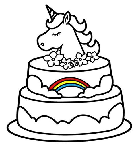 Unicorn Cake Coloring Pages - Coloring Home