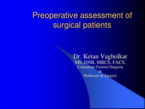 Preoperative Assessment Of Surgical Patients