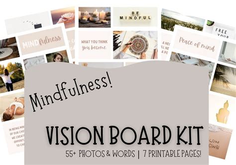 Vision Board Printable Vision Board Kit Mindfulness Vision Etsy