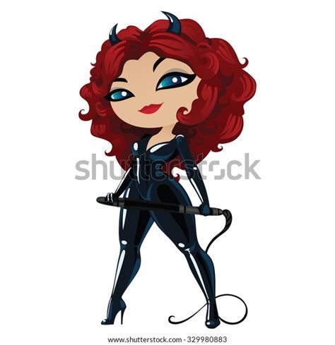 sexy redhead girl devil whip hands stock vector royalty free 329980883