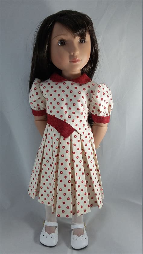 16 doll clothes cream daisy dress with red trim a girl for all time agat by
