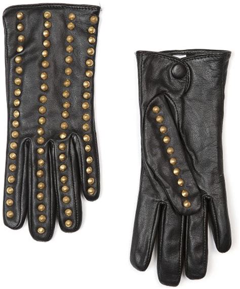 Mango Touch Studded Leather Gloves In Black 02 Lyst