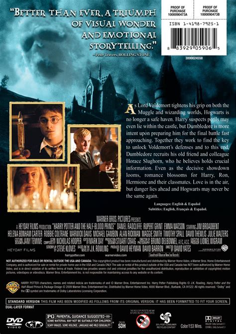 Image Half Blood Prince Dvd Back Cover Harry Potter Wiki