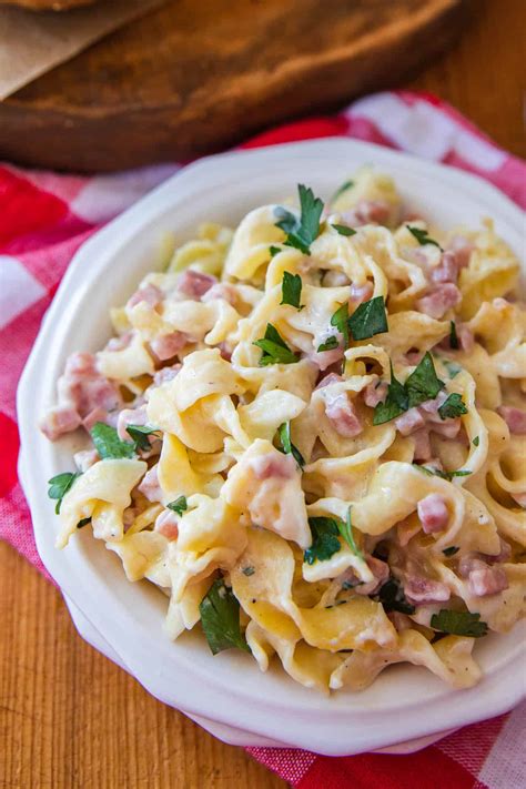 Used bowtie pasta and only 1 c of cheese to reduce calories. Ham and Noodle Casserole with Leftover Ham - Casserole Crissy