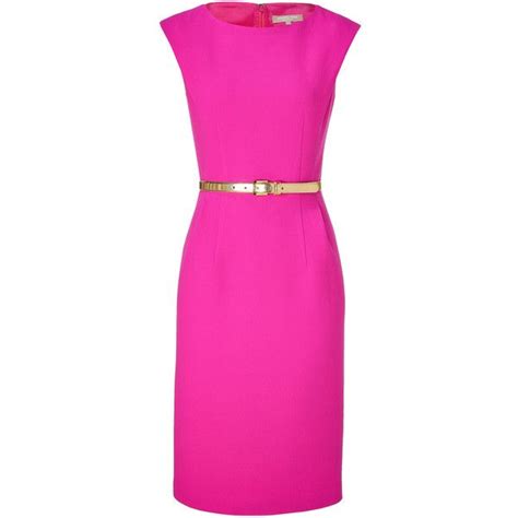 MICHAEL KORS Neon Pink Belted Sheath Dress Found On Polyvore