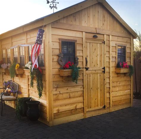 Sunshed Garden Shed 12x16 Cedar Shed Kit With Windows And Workbench