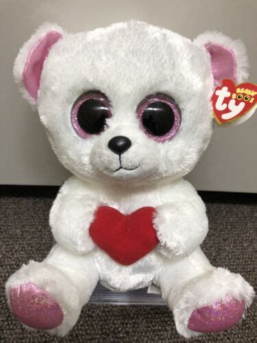 Ty Beanie Boos Sweetly The Polar Bear With Heart Medium Nwmt Smoke Free Home Ebay