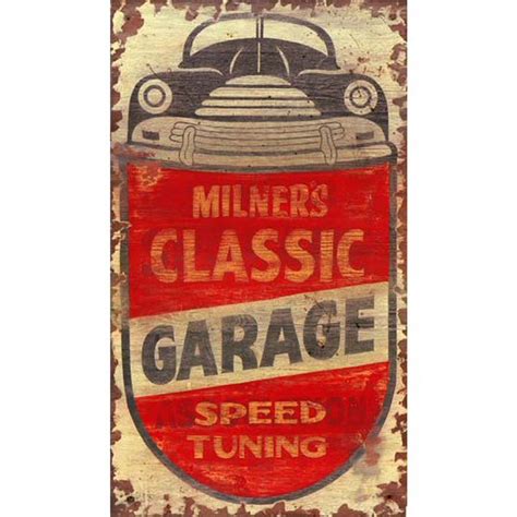 Customizable Milners Classic Garage Vintage Style Wooden Sign